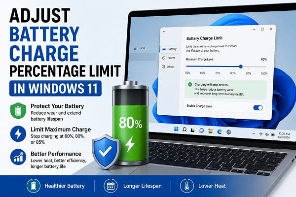 Adjust Battery Charge Percentage Limit in Windows 11 Adjust Battery Charge Percentage Limit in Windows 11