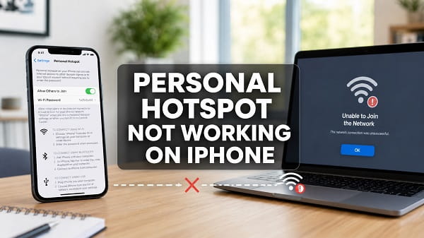 Personal Hotspot Not Working on iPhone? Try These Fixes Personal Hotspot not working on an iPhone while a laptop attempts to connect