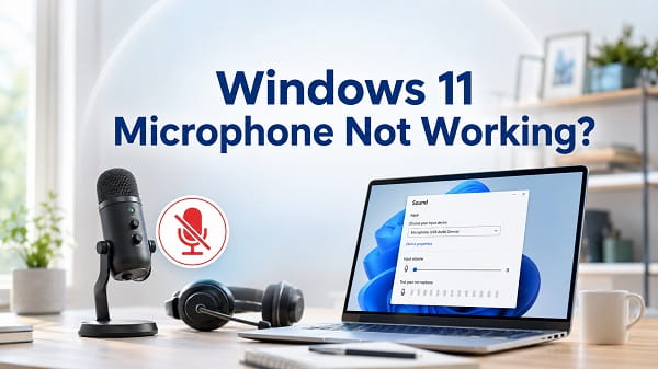 Windows 11 Microphone Not Working? How to Fix It Windows 11 microphone not working with microphone and sound settings displayed