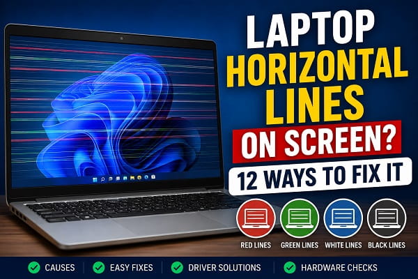 Laptop Horizontal Lines on Screen? 12 Ways to Fix It Laptop showing horizontal lines on the screen with Windows 11 troubleshooting steps