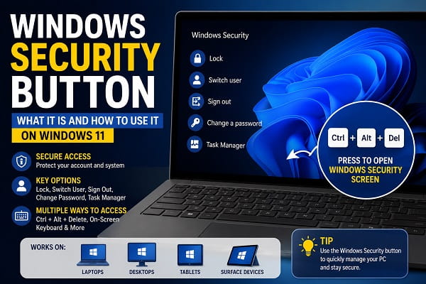 Windows Security Button: What It Is and How to Use It on Windows 11 Windows Security button and Ctrl Alt Delete security screen in Windows 11