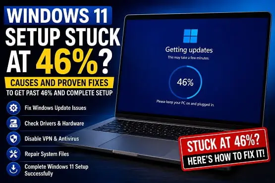 Windows 11 Setup stuck at 46 percent on the Getting updates screen