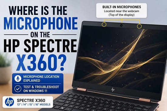 Where Is the Microphone on HP Spectre x360? HP Spectre x360 built-in microphone location around the webcam